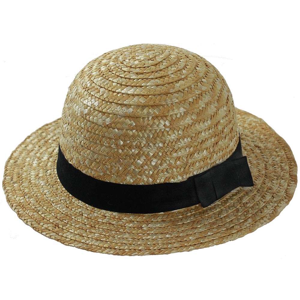 Straw Boater Hat And Striped Tie Set - St Trinian's School Fancy Dress Costume Accessory